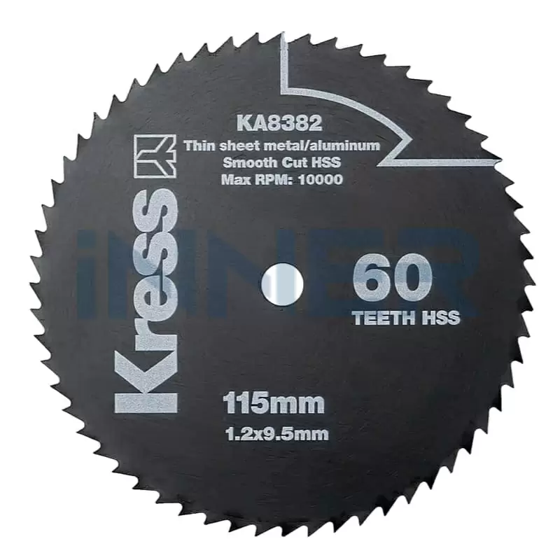 Диск по металлу и алюминию KRESS 60T HSS 115х1,2х9,5 мм