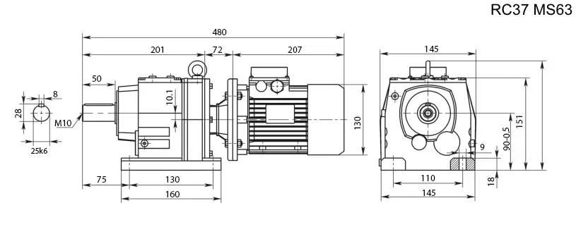 Цилиндрический мотор-редуктор RC17 / RCF17