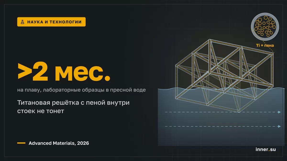 Титановая решётка с пеной внутри стоек не тонет даже после разрушения слоя