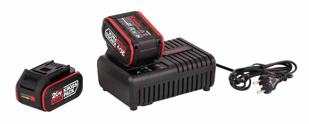 Комплект: Аккумулятор KRESS 20В 4Ач х 2шт., Зарядное устройство 6А.