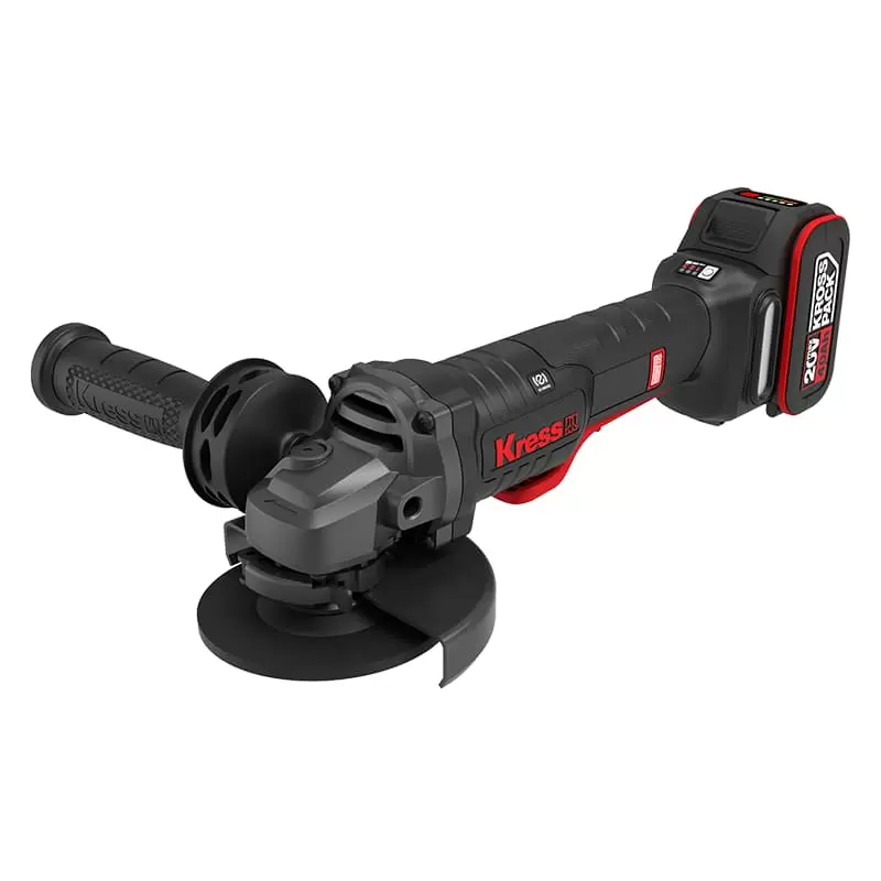 Угловая шлифмашина аккумуляторная бесщеточная KRESS, KUH04, 20В, 125мм, 4Ач х2, ЗУ 6А, кейс