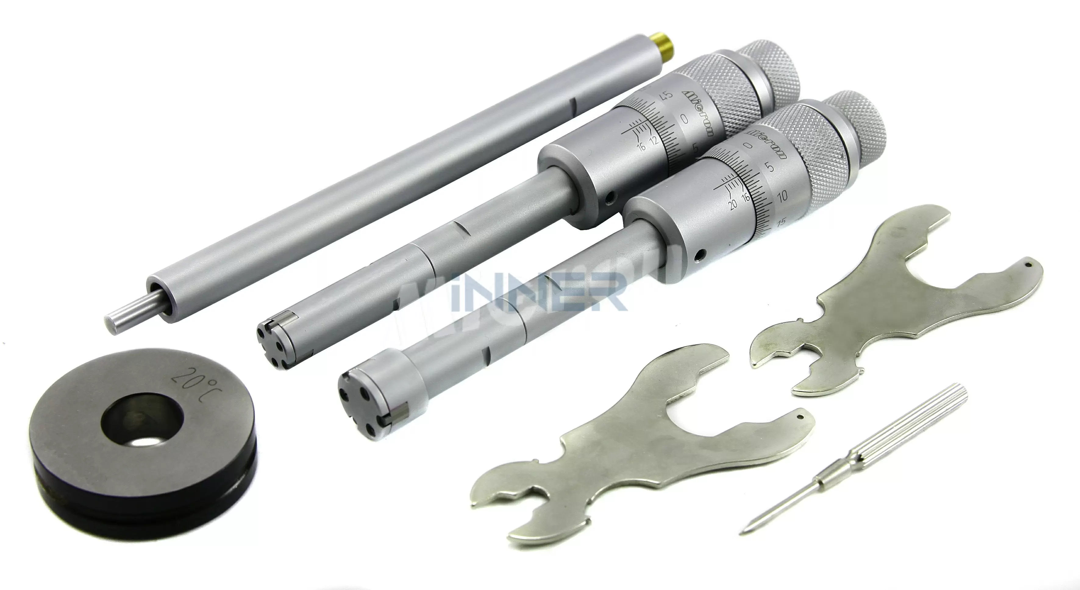 Набор нутромеров микрометрических трехточечных НМТ 50-100 0,005 с установочными кольцами Micron