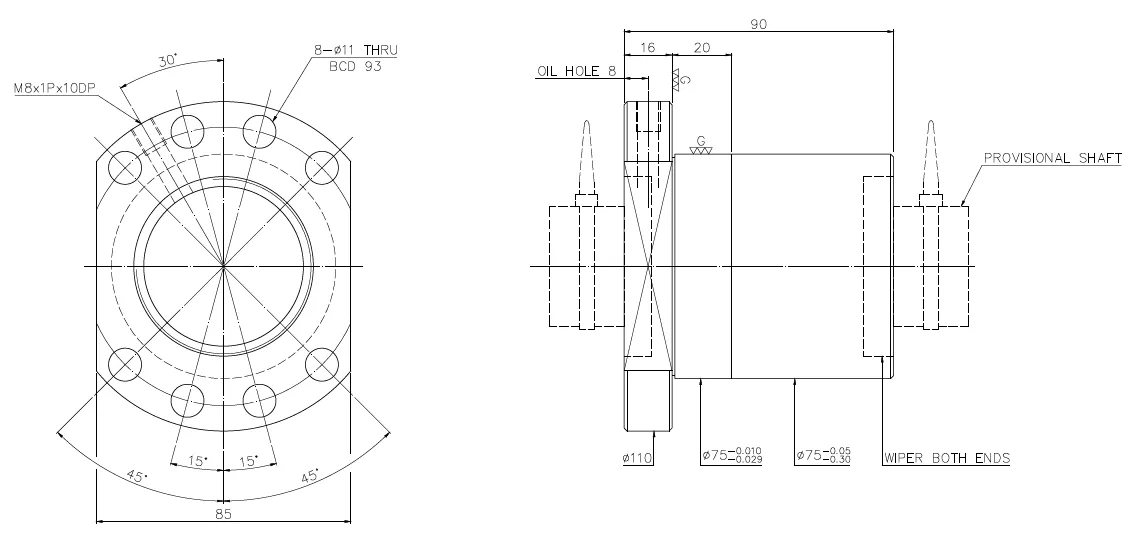 Гайка R50-10K6-FSC (BD: 6.35, C/C0: 9280/25350 kgf) HIWIN