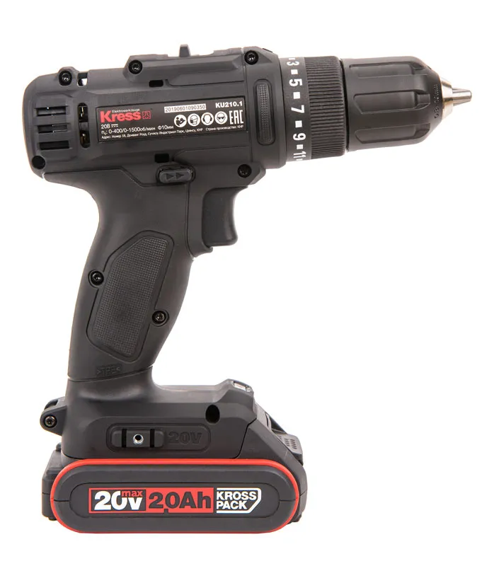Дрель-шуруповерт аккумуляторная KRESS KU210.1, 20В, 2Ач x2, кейс