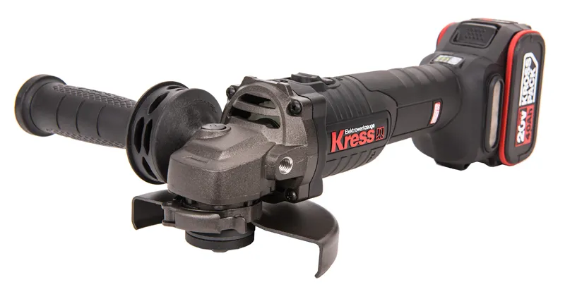 Угловая шлифмашина аккумуляторная бесщёточная KRESS, KU801, 20В, 125мм, 4Ач х2, ЗУ 6А, кейс